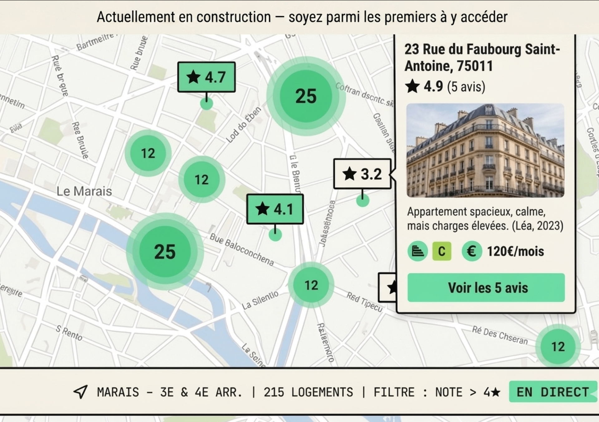 Carte interactive des avis du parc locatif